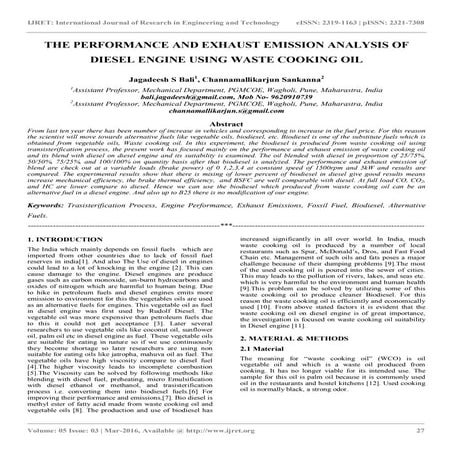 The performance and exhaust emission analysis of diesel engine using ...