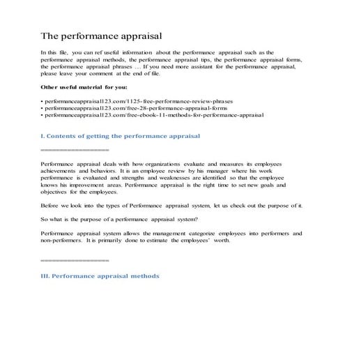 The performance appraisal