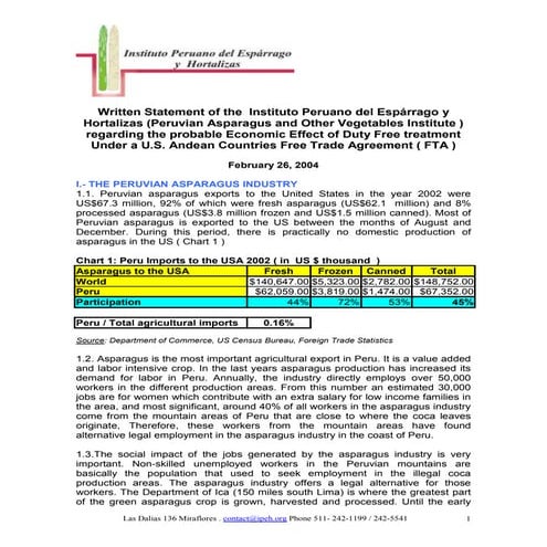 The peruvian asparagus industry