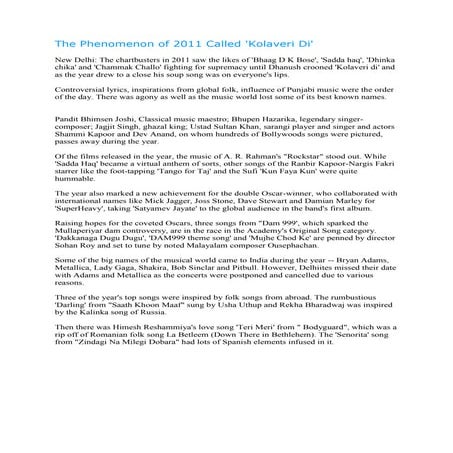 The phenomenon of 2011 called kolavari d