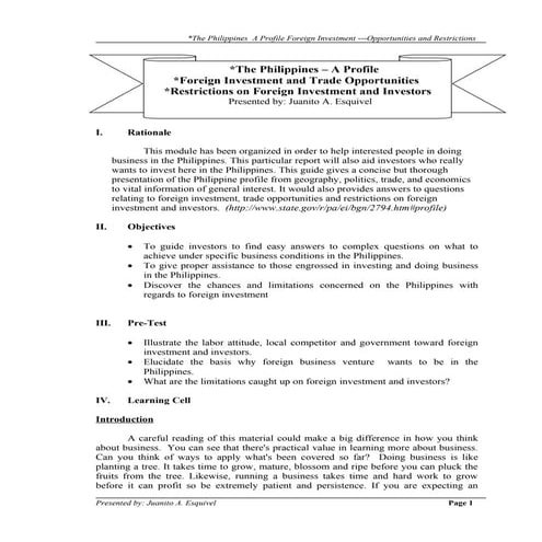 The philippines   a profile - updated