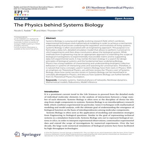 The physics behind systems biology
