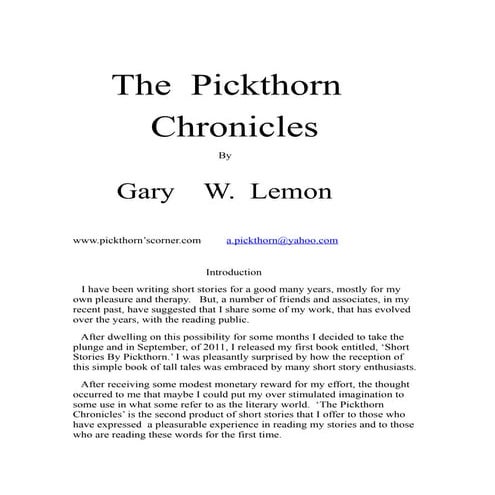 The pickthorn chronicles