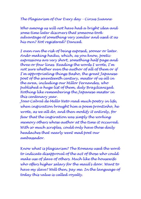 The Plagiarism Of Our Everyday   Circus De Suannes