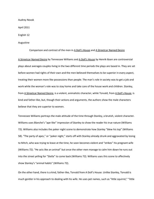Essay Domestic Violence Essays On History also Compare Contrast Essay Prompts Comparison And Contrast Of The Men In A Dolls House And A Streetcar Thesis Statement For An Essay