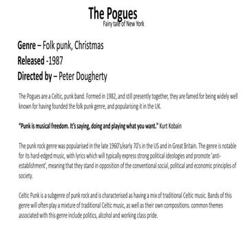Genre theory in The Pogues & Kirsty MacColl - The fairytale of New York