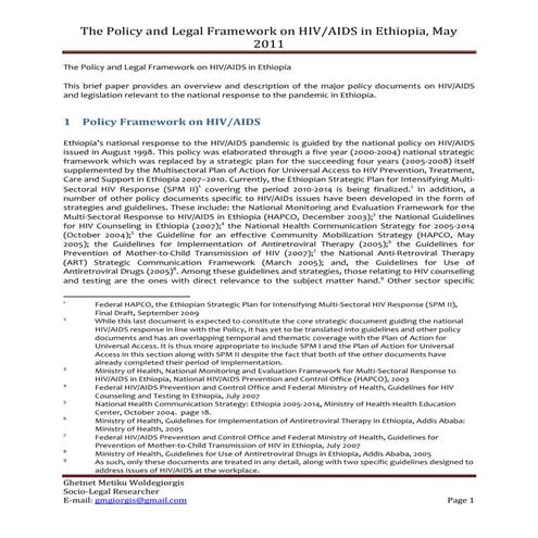 The policy and legal framework on hiv may 2011