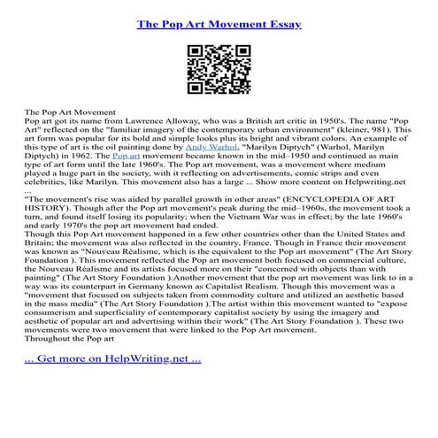 The Pop Art Movement Essay