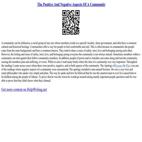 The Positive And Negative Aspects Of A Community | PPT