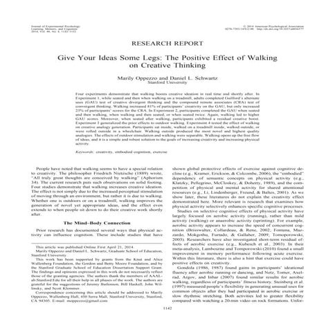 The positive effects of walking on creative thinking
