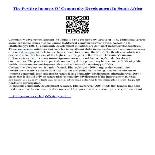 The Positive Impacts Of Community Development In South Africa