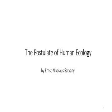 The Postulate of Human Ecology