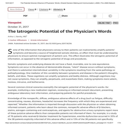 The potential adverse influence of physicians’ words.