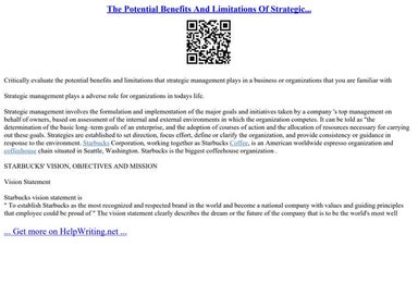 The Potential Benefits And Limitations Of Strategic...