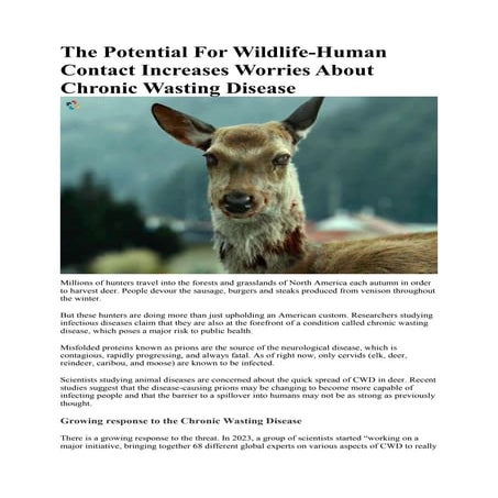 Chronic Wasting Disease: Increases Worries to Humans and Wildlife | The ...