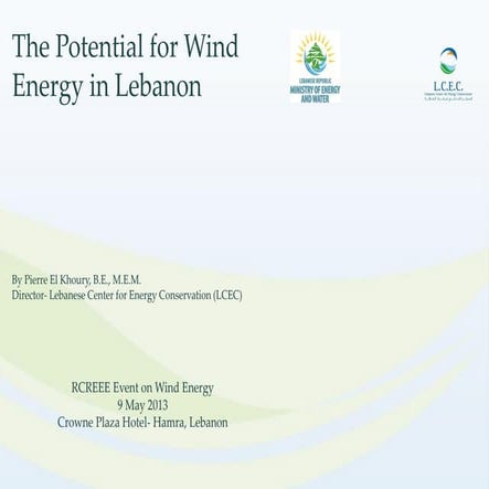 The potential for wind energy in lebanon