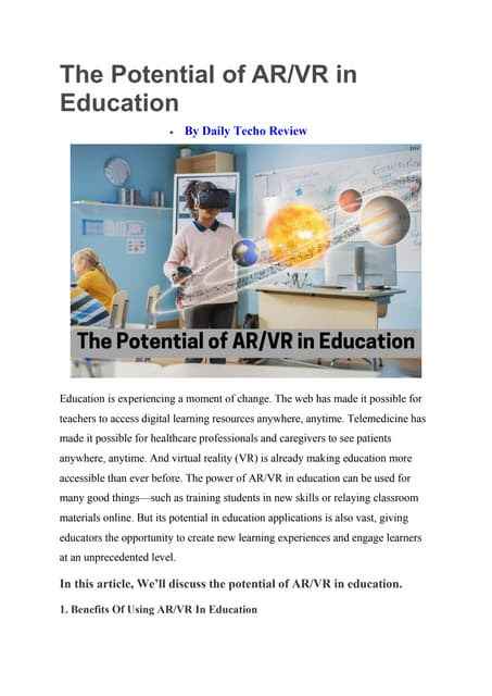 Augmented Reality in Education: How AR is Shaping the Future of ...
