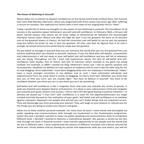 The Power of Believing in Yourself