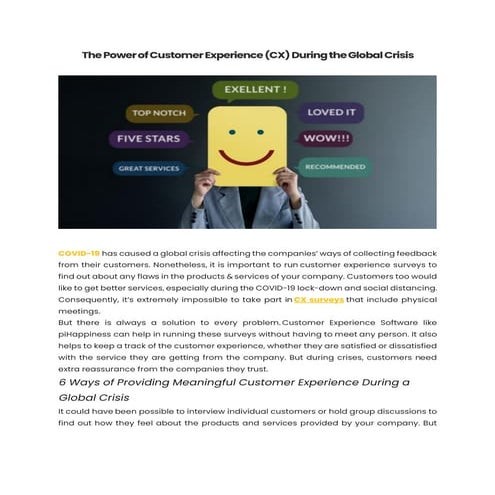 The Power Of Customer Experience (CX) During The Global Crisis
