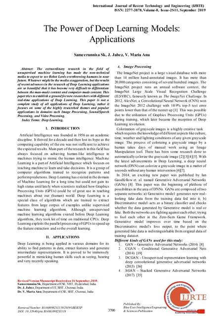 The power of deep learning models applications