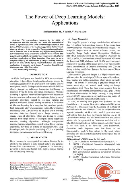The power of_deep_learning_models_applications