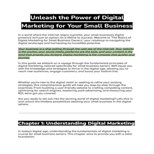 The Power of Digital Marketing for Your Small Business by One Marketing Mind