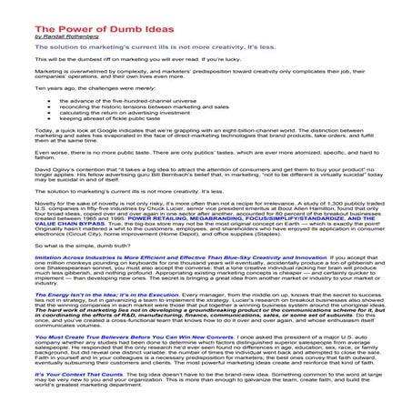 The power of dumb ideas