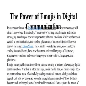 The Power of Emojis in Digital Communication