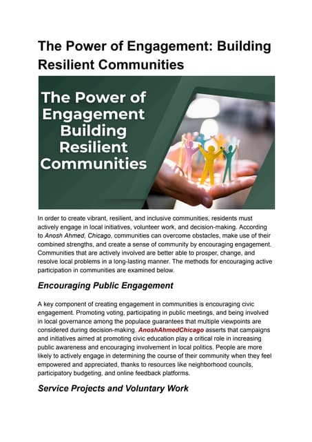 Building Resilient Communities Through Engagement