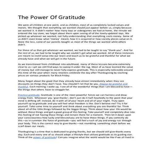 The power of gratitude | DOCX