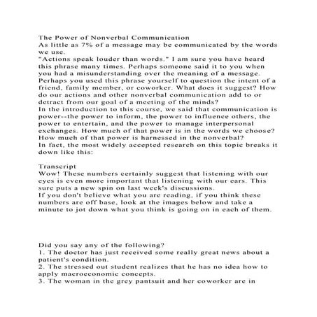 The Power of Nonverbal CommunicationAs little as 7 of a message m.docx