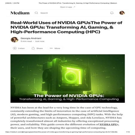 The Power of NVIDIA GPUs: Transforming AI, Gaming, & High Performance Computing