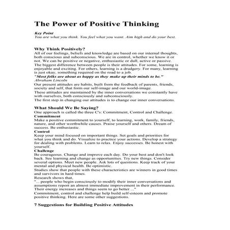 The power of positive thinking | PDF
