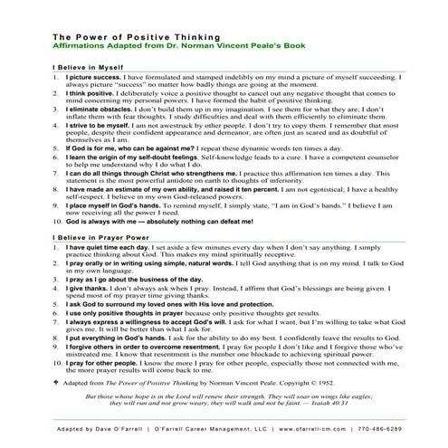 ~The Power Of Positive Thinking