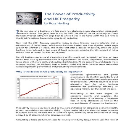 The power of productivity and uk prosperity