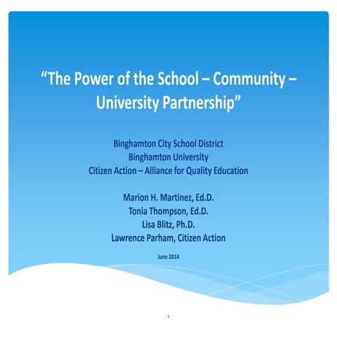 The Power of the School – Community – University Partnership