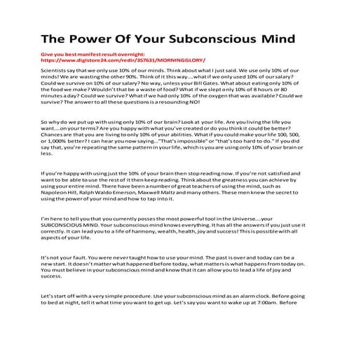 The power of your subconscious mind