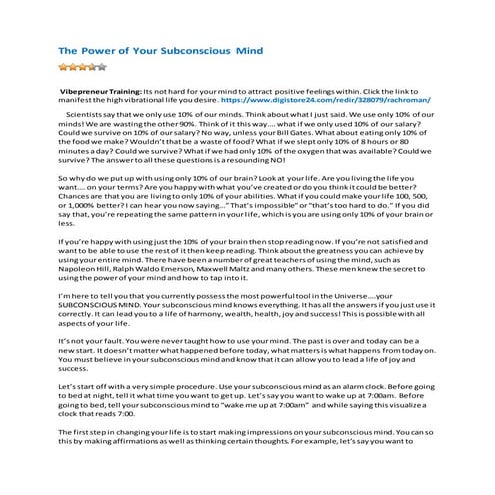 The power of your subconscious mind