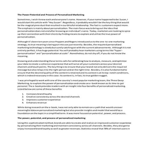 The power potential and process of personalized marketing 