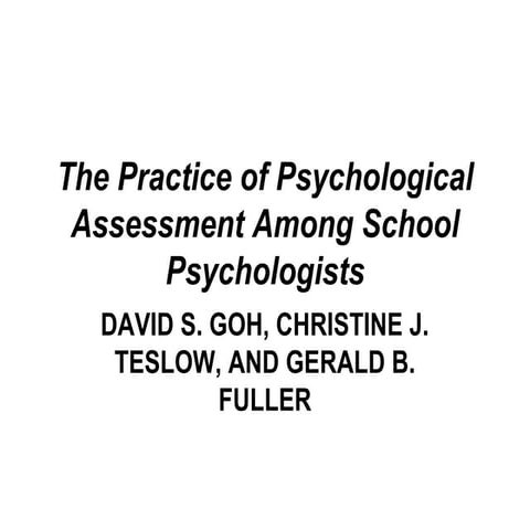 The practice of psychological assessment