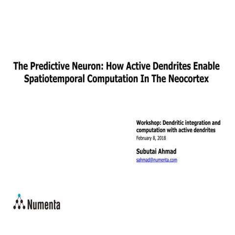 The Predictive Neuron: How Active Dendrites Enable Spatiotemporal Computation...