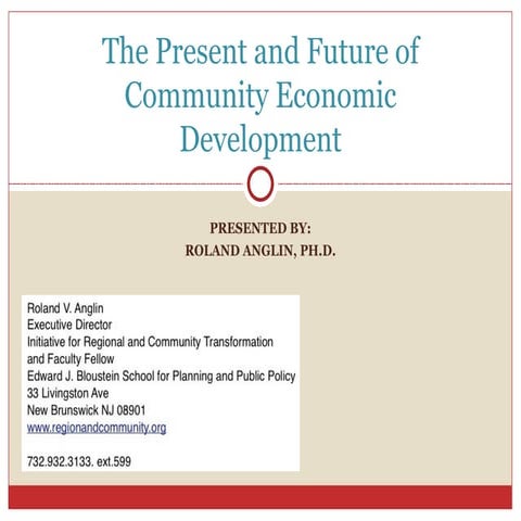 The present and future of community economic development