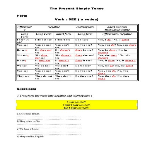 Thepresentsimpletense beginners