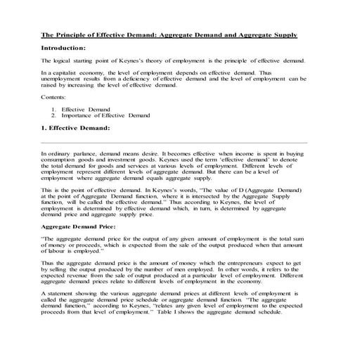 The principle of effective demand