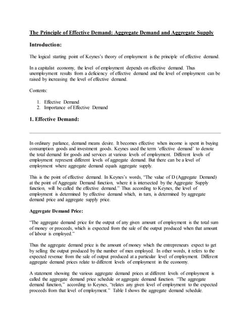 The principle of effective demand