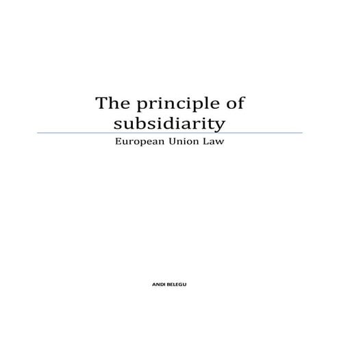 The principle of Subsidiarity