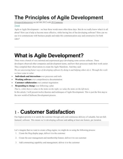 The principles of agile development