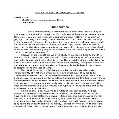 The principles of successful living