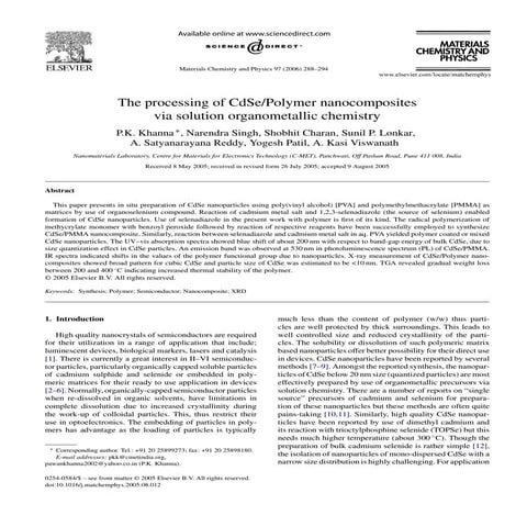The processing of cd se polymer nanocomposites