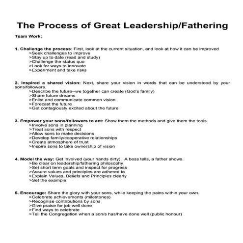 The Process of Great Leadership/Fathering